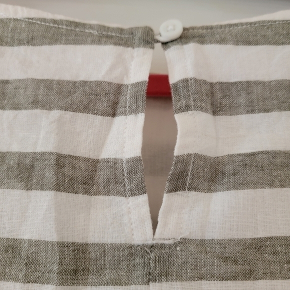 BeachLunchLounge Olive Green Striped Linen Dress XS - Picture 6 of 10